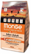 Monge Dog Grain Free Mini беззерновой сухой корм для собак мелких пород с уткой и картофелем