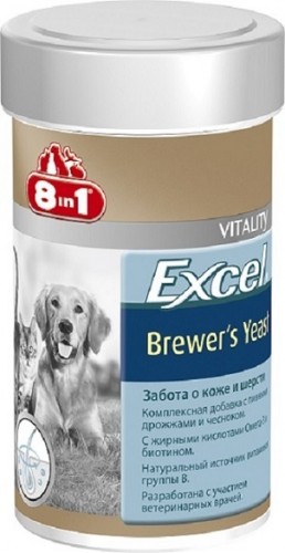 8in1 Excel Brewer&#039;s Yeast Пивные дрожжи для кошек и собак Добавка для красоты шерсти.