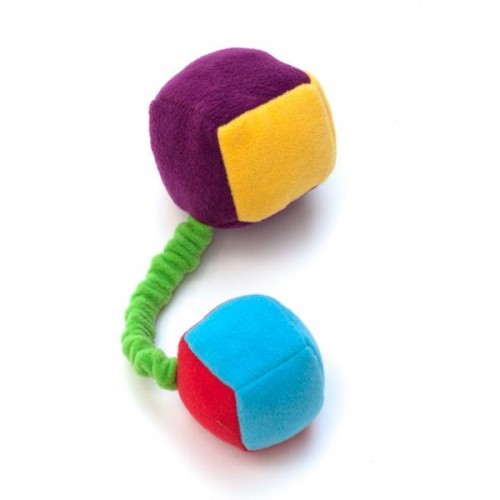 Игрушка для собак из флиса Кубики на резинке с пищалками Мягкая и прочная игрушка с пищалками.