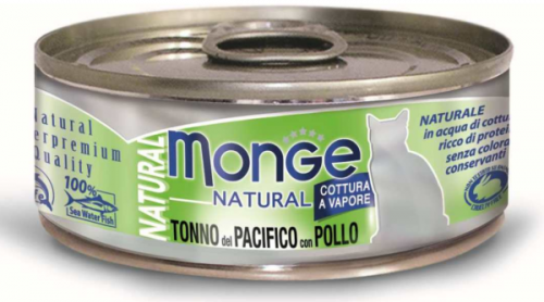 Monge Cat Natural консервы для кошек тунец с курицей 80 г 