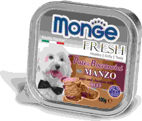 Monge Dog Fresh консервы для собак с говядиной Полнорационный влажный корм супер-премиум класса для взрослых собак мелких и средних пород. Паштет с говядиной.
