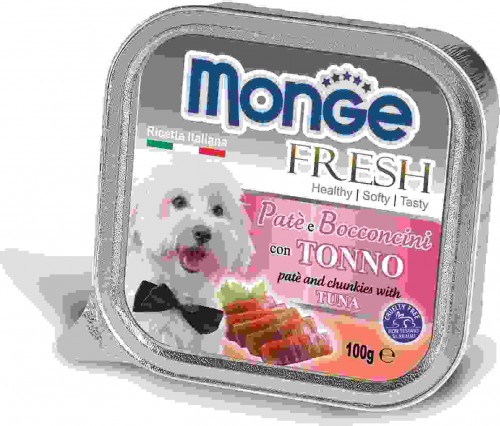 Monge Dog Fresh консервы для собак с тунцом Полнорационный влажный корм супер-премиум класса для взрослых собак мелких и средних пород. Паштет с тунцом.