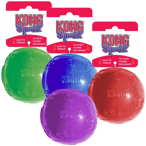 Kong игрушка для собак Сквиз мячик резиновый с пищалкой Игрушка высокой прочности. Пищалка утоплена глубоко внутри мячика для безопасности собаки.