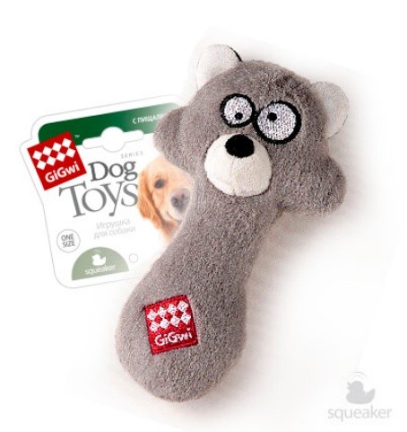 Енот GiGwi с пищалкой ткань и резина 18 см Мягкая игрушка высокой прочности с резиной внутри и пищалкой для собак, 18 см.