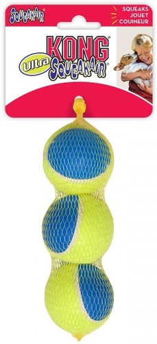 Kong игрушка для собак Ultra Squeak мячик средний 3 шт. в уп. 6 см Игрушка высокой прочности с пищалкой для собак.