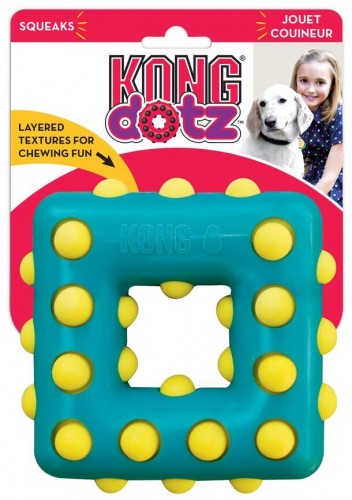 KONG игрушка для собак Dotz квадрат Резиновая игрушка с выпуклостями и пищалкой внутри.