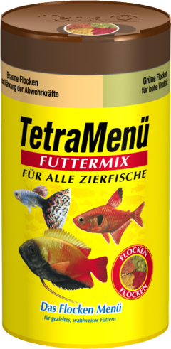 Tetra Menu корм для всех видов рыб Четыре вида хлопьев для здорового роста, жизнестойкости, плодовитости и энергии.