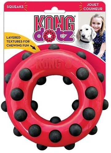KONG игрушка для собак Dotz кольцо Резиновая игрушка с выпуклостями и пищалкой внутри.