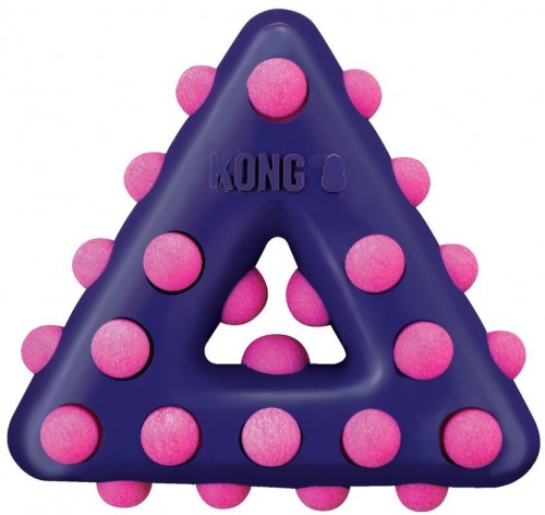 KONG игрушка для собак Dotz треугольник Резиновая игрушка с выпуклостями и пищалкой внутри.