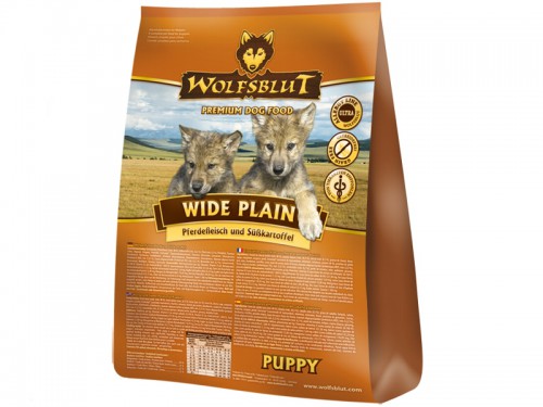 Wolfsblut Wide Plain Puppy сухой корм для щенков Широкая равнина Сухой корм супер-премиум класса для щенков всех пород, с кониной и сладким картофелем.
