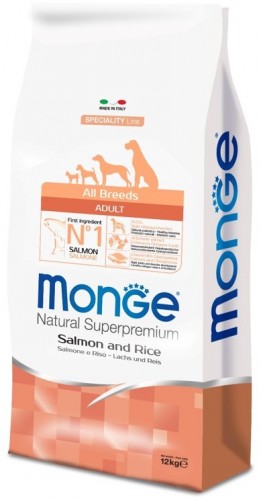 Monge Dog Speciality сухой корм для собак всех пород с лососем и рисом Сухой корм супер-премиум класса для взрослых собак всех пород с лососем и рисом.