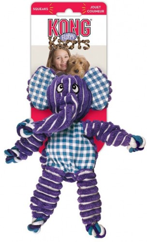 KONG игрушка для собак Floppy Knots Слон большой 36х19 см Игрушка с верёвками внутри и пищалкой.