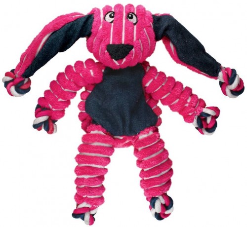 KONG игрушка для собак Floppy Knots Кролик малый 23х14 см Игрушка с верёвками внутри и пищалкой.