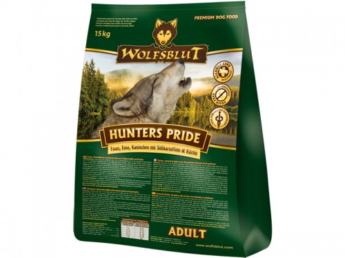 Wolfsblut Hunters Pride Adult сухой корм для собак Гордость охотника Беззерновой сухой корм супер-премиум класса для взрослых собак всех пород, с дикой уткой, кроликом и фазаном. Гипоаллергенный, со средним содержанием белка и жира.