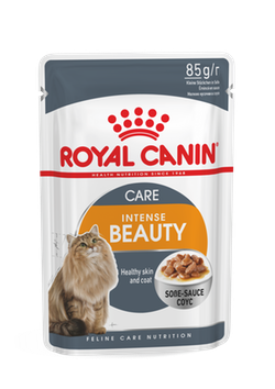 Royal Canin Intense Beauty влажный корм для кошек для здоровья кожи и красоты шерсти Консервированный корм супер-премиум класса для взрослых кошек всех пород для поддержания красоты шерсти, кусочки в соусе.