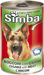 Simba Dog консервы для собак кусочки мяса Консервированный корм премиум-класса для взрослых собак всех пород. Кусочки мяса.