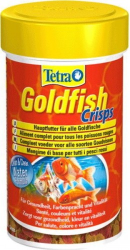 Tetra Gold Fish Crisps корм для золотых рыбок тонкие пластинки Высокое содержание спирулины усиливает окраску и повышает сопротивляемость заболеваниям.
