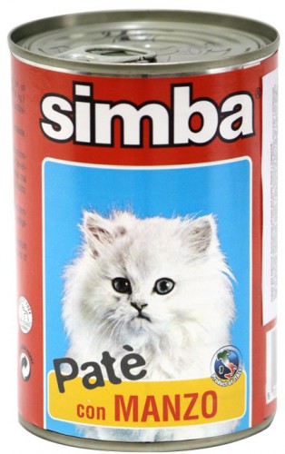Simba Cat консервы для кошек с говядиной 400 г Полнорационный влажный корм премиум-класса для взрослых кошек всех пород. Паштет из говядины.