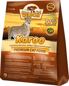Wildcat Karoo сухой корм для кошек Кару Беззерновой сухой корм супер-премиум класса для взрослых кошек всех пород, с кроликом, индейкой, цыплёнком и лососем.