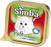Simba Cat консервы для кошек с говядиной 100 г Влажный корм премиум-класса для взрослых кошек всех пород. Паштет из говядины.
