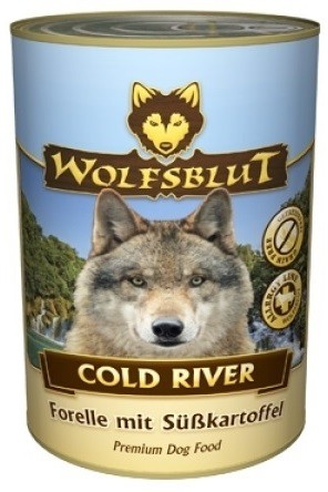 Wolfsblut Cold River консервы для собак Холодная река Полнорационный консервированный корм супер-премиум класса для взрослых собак всех пород, с лососем, форелью, палтусом и треской. Беззерновой, гипоаллергенный.