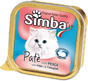 Simba Cat консервы для кошек с рыбой (тунцом) Влажный корм премиум-класса для взрослых кошек всех пород. Паштет из рыбы (тунца).