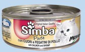 Simba Cat консервы для кошек с куриными сердечками и печенью Влажный корм премиум-класса для взрослых кошек всех пород. Паштет из куриных сердечек и печени.