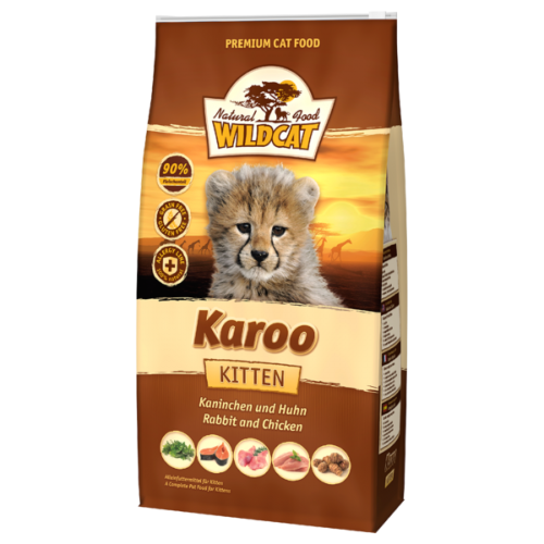 Wildcat Karoo Kitten сухой корм для котят Кару Беззерновой сухой корм супер-премиум класса для котят всех пород, с кроликом, индейкой, цыплёнком и лососем.