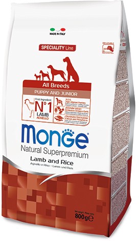 Monge Dog Speciality Puppy&amp;Junior для щенков всех пород с ягнёнком и рисом Сухой корм супер-премиум класса с ягнёнком и рисом для щенков всех пород в возрасте до 12 месяцев, а также для беременных и кормящих сук.