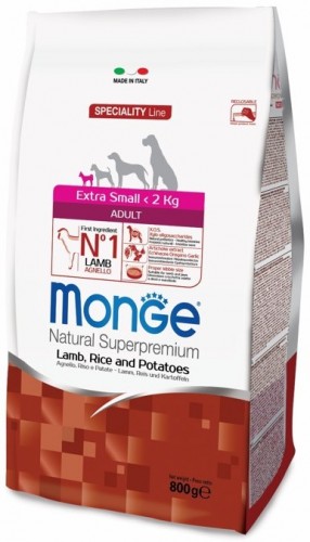 Monge Dog Speciality Extra Small для взрослых собак миниатюрных пород ягнёнок с рисом Сухой корм супер-премиум класса с ягнёнком и рисом для взрослых собак миниатюрных пород (менее 2-х кг).