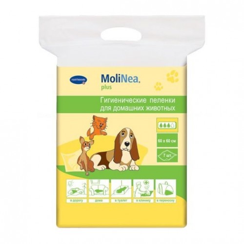 Пелёнки в туалет Molinea Plus 60х60 см 1 шт Впитывающие пелёнки для домашних животных.