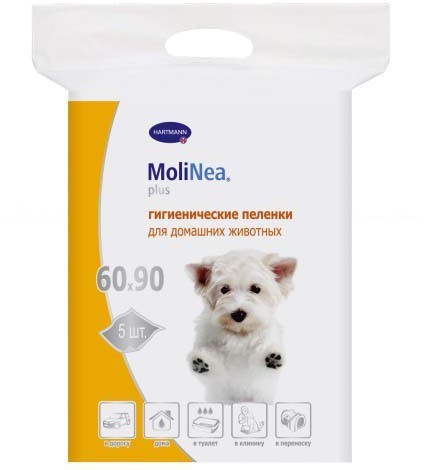Пелёнки в туалет Molinea Plus 60х90 см 1 шт Впитывающие пелёнки для домашних животных.