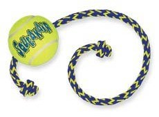 Kong игрушка для собак Air Теннисный мяч с канатом средний Игрушка высокой прочности с пищалкой для собак.