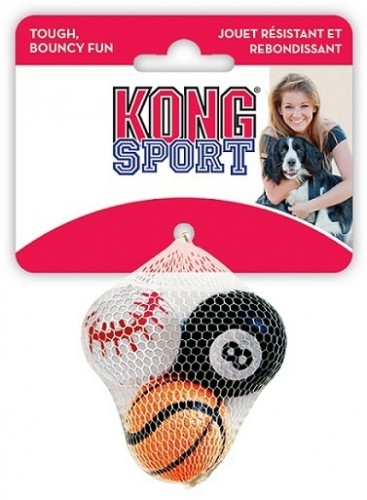 Kong игрушка для собак Air Sport Теннисный мяч 3 штуки в упаковке 4 см Игрушка высокой прочности, без пищалки.