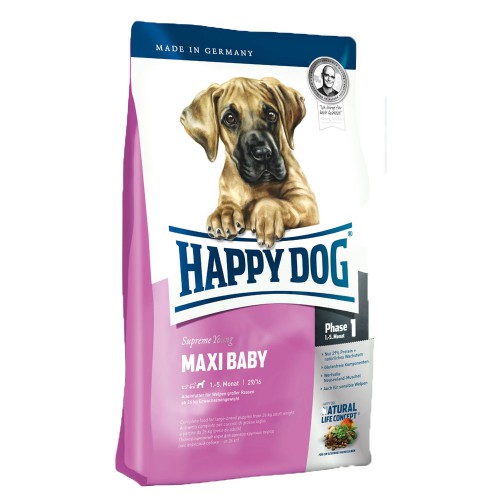 Happy Dog Maxi Baby сухой корм для щенков крупных пород Сухой корм супер-премиум класса с мясом птицы для щенков крупных пород старше одного месяца.